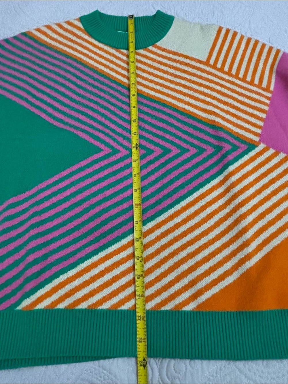 THML Chevron Stripe Sweater - Green, Pink, Orange Size Medium - Picture 3 of 5